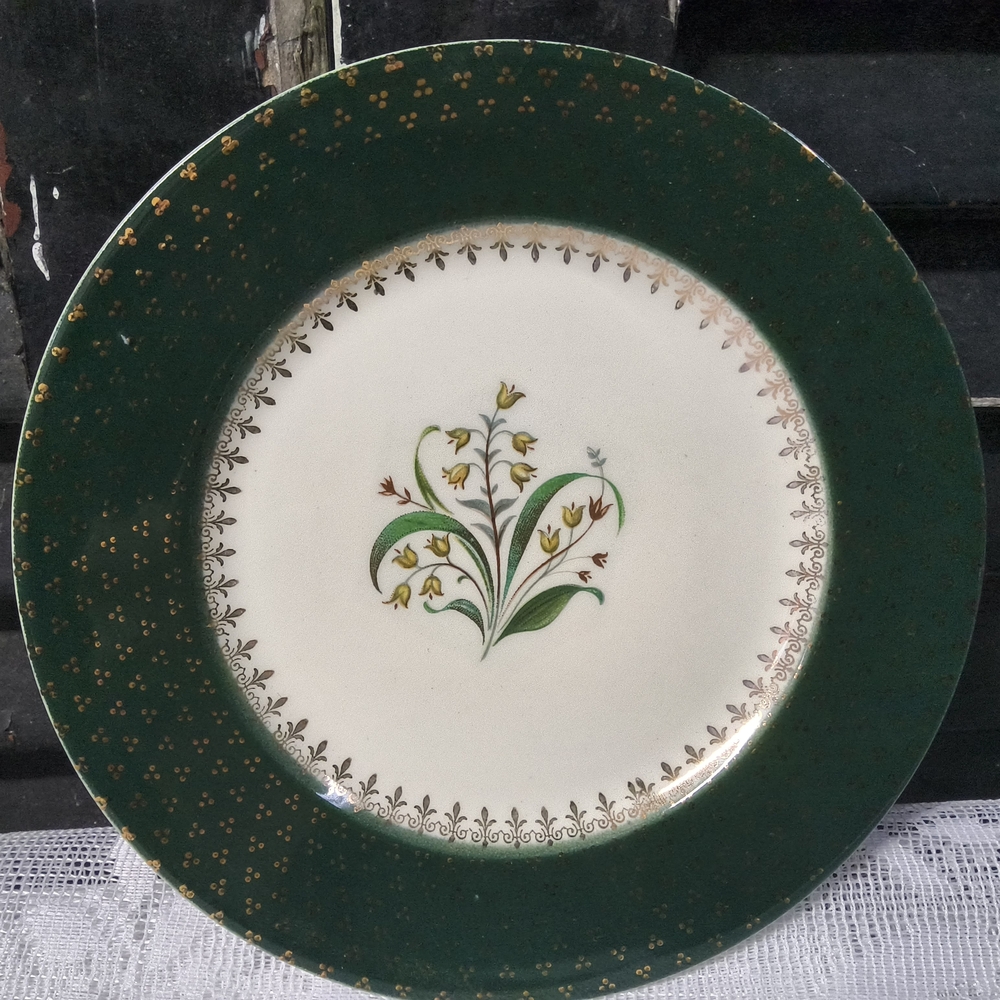 Green Floral Accent Dinner Plate - Home Dining